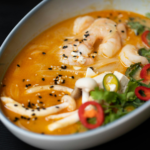 umami shrimp soup in bowl