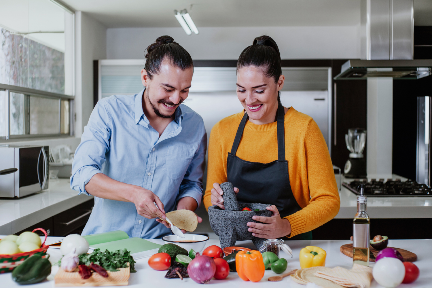 cooking with msg couple in kitchen